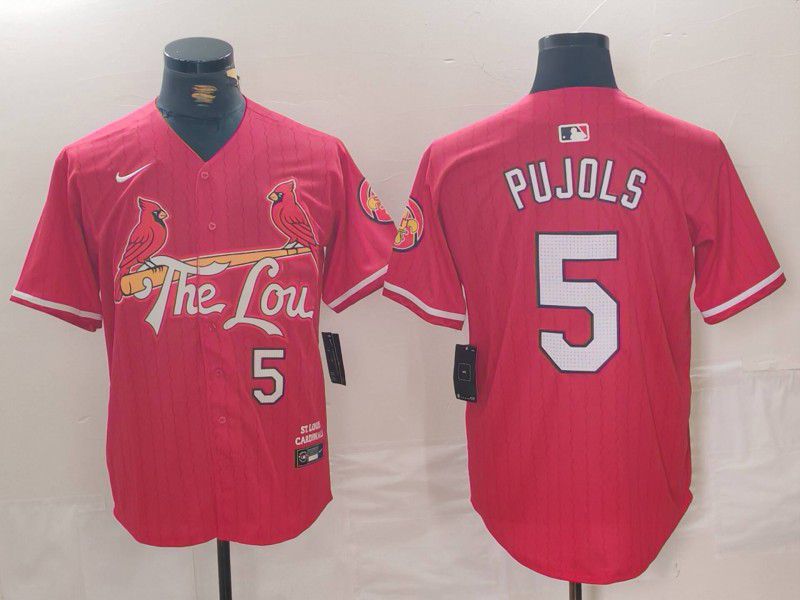 Men St.Louis Cardinals #5 Pujols Red City Edition 2024 Nike MLB Jersey style 1->women mlb jersey->Women Jersey